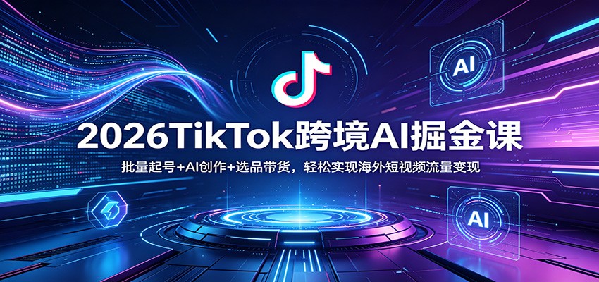 2026TikTok跨境AI掘金课：批量起号+AI创作+选品带货，轻松实现海外短视频流量变现-靠谱项目库