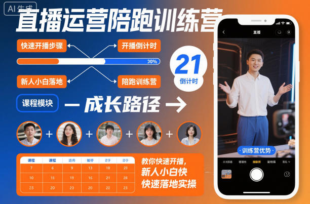 直播运营陪跑训练营，教你快速开播，新人小白快速落地实操-靠谱项目库