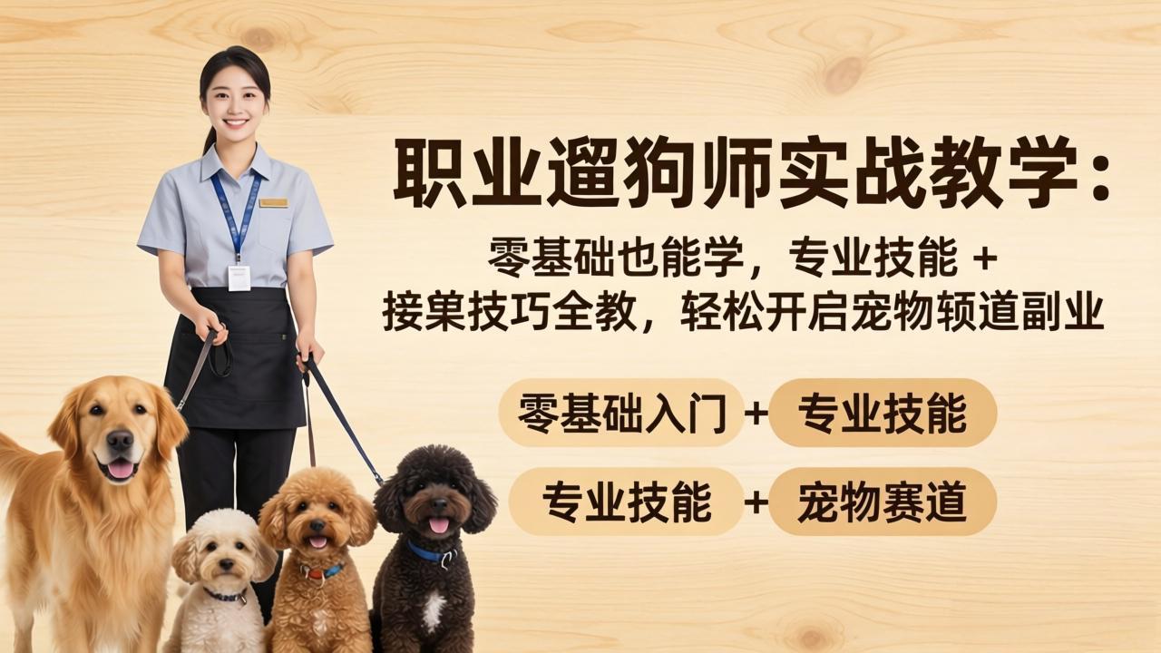 （18115期）职业遛狗师实战教学：零基础也能学，专业技能 + 接单技巧全教，轻松开启宠物赛道副业-靠谱项目库
