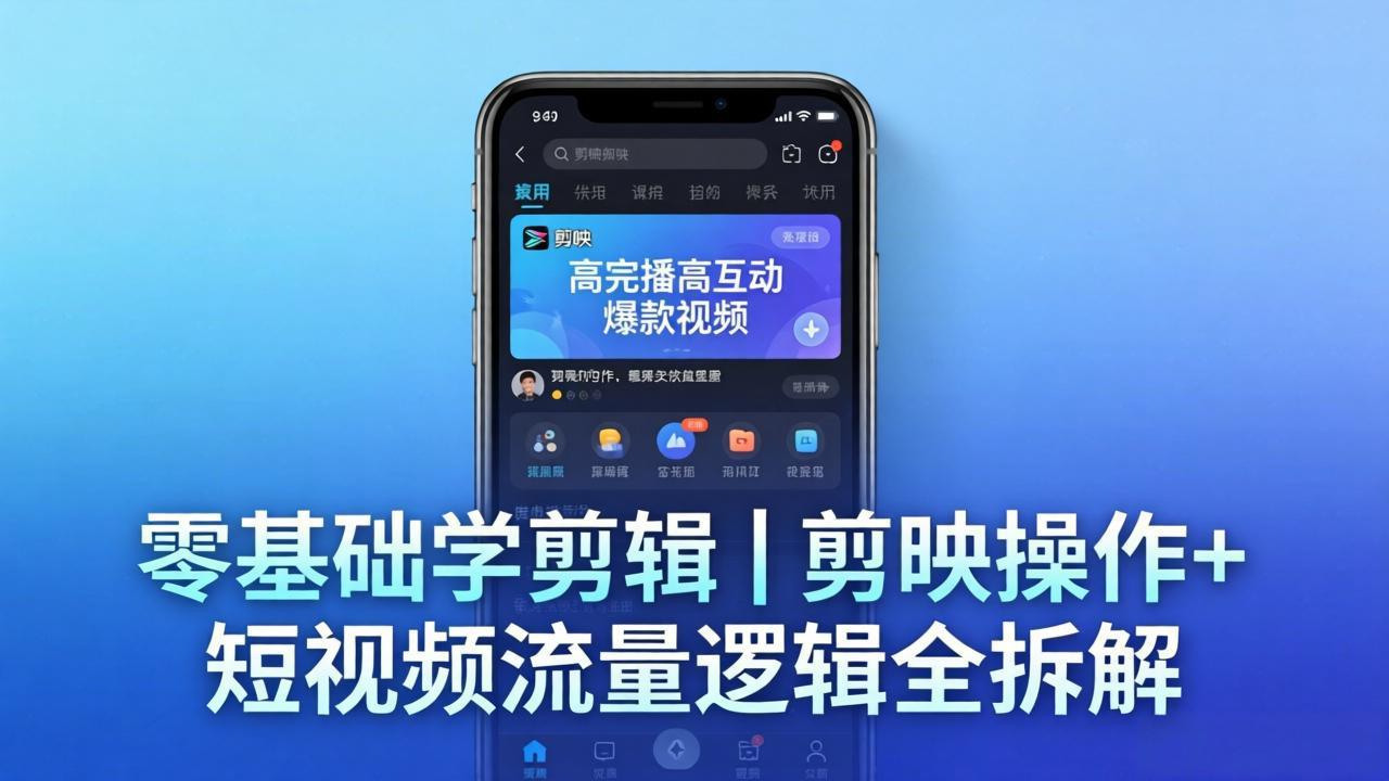 （18117期） 【零基础学剪辑】剪映操作+短视频流量逻辑全拆解｜手把手教你剪出高完播高互动爆款视频-靠谱项目库