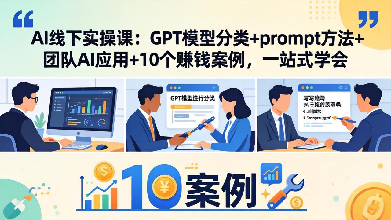 （18017期）AI线下实操课：GPT模型分类+prompt方法+团队AI应用+10个赚钱案例，一站式学会-靠谱项目库