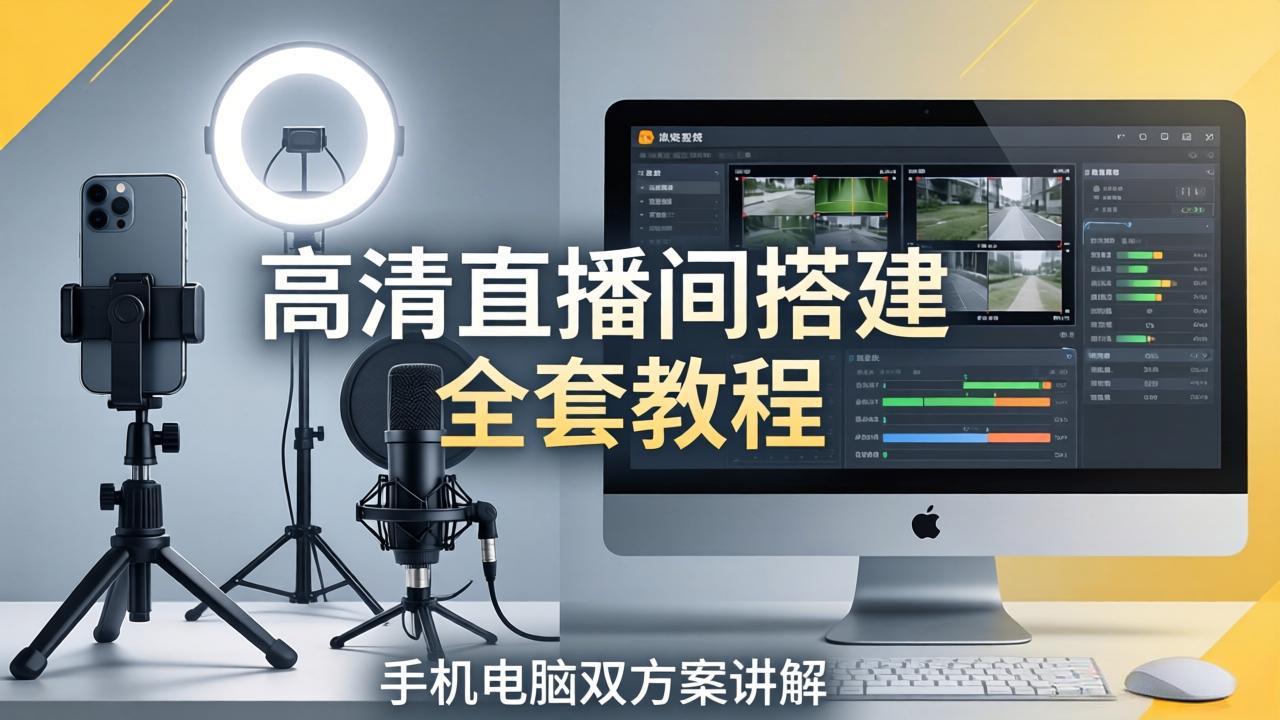 （18104期）高清直播间搭建全套教程，手机电脑双方案讲解，设备选型调试多机位实操教学-靠谱项目库