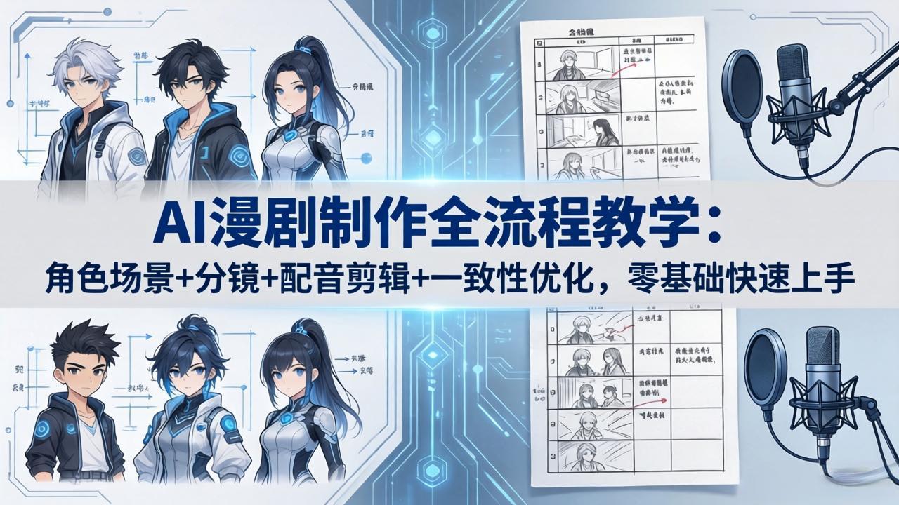 （18090期）AI漫剧制作全流程教学：角色场景+分镜+配音剪辑+一致性优化，零基础快速上手-靠谱项目库