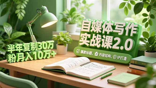 （16734期）自媒体写作实战课2.0，爆款标题、内容结构、IP打造，半年复制30万粉月入10万+-靠谱项目库