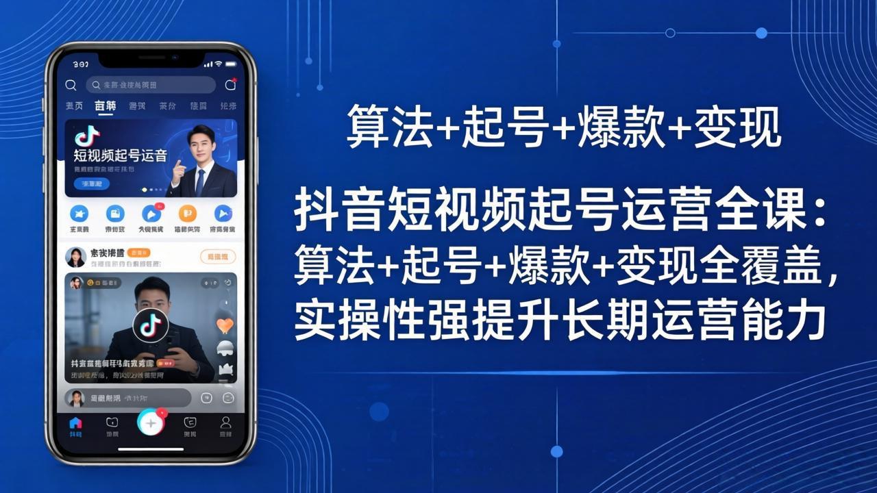 （18071期）抖音短视频起号运营全课：算法+起号+爆款+变现全覆盖，实操性强提升长期运营能力-靠谱项目库