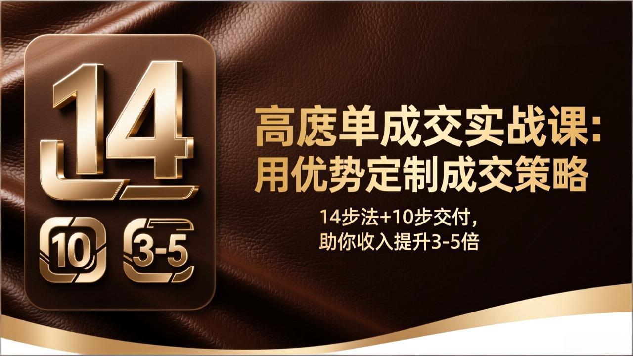 （17572期）高客单成交实战课：用优势定制成交策略，14步法+10步交付，助你收入提升3-5倍-靠谱项目库