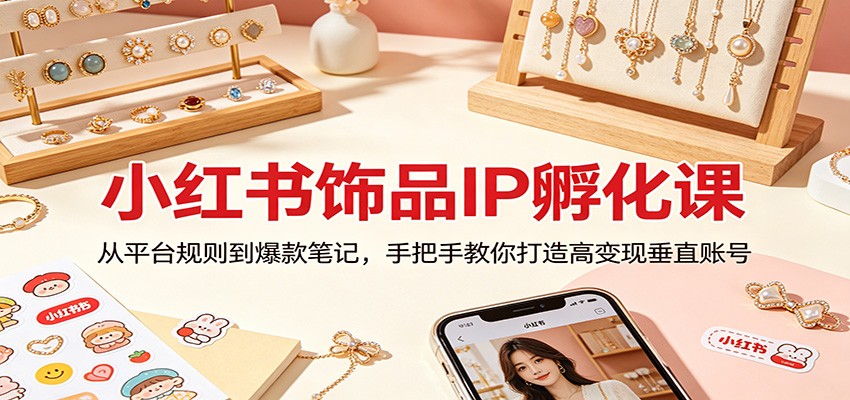 小红书饰品IP孵化课：从平台规则到爆款笔记，手把手教你打造高变现垂直账号-靠谱项目库