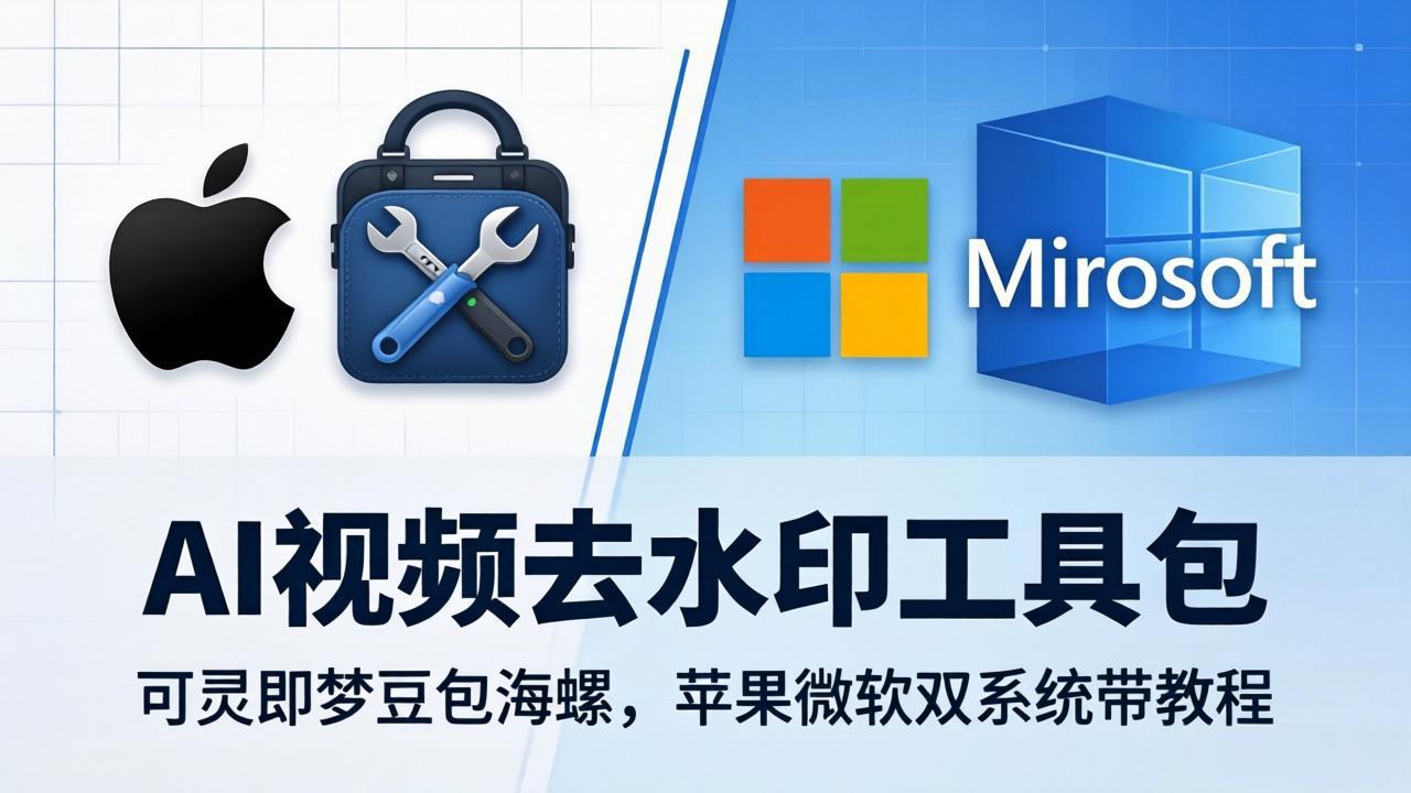 （18073期）AI视频去水印工具包：可灵即梦豆包海螺，苹果微软双系统带教程-靠谱项目库
