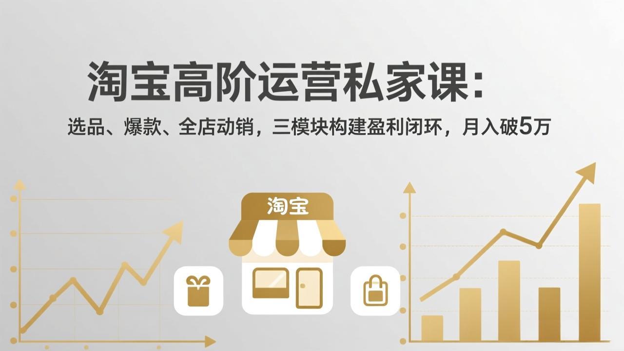 （18095期）淘宝高阶运营私家课（更新26年4月18）：选品、爆款、全店动销，三模块构建盈利闭环，月入破5万-靠谱项目库