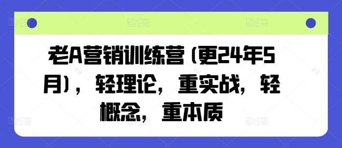 老A营销训练营(更24年7月)，轻理论，重实战，轻概念，重本质-靠谱项目库