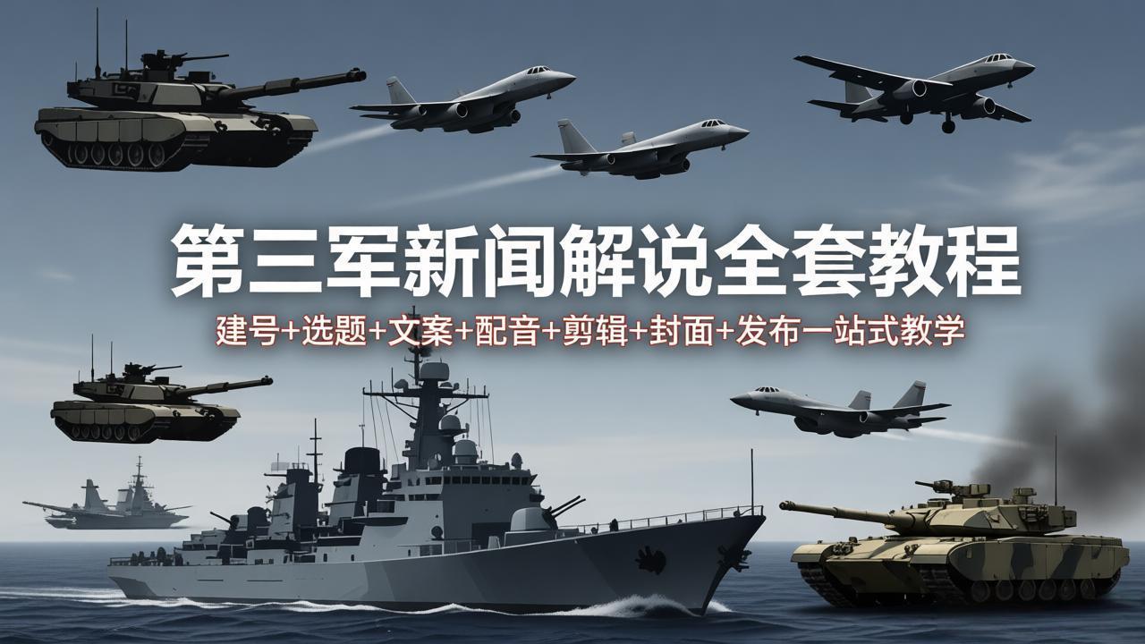 （18081期）第三军迷新闻解说全套教程：建号+选题+文案+配音+剪辑+封面+发布一站式教学-靠谱项目库