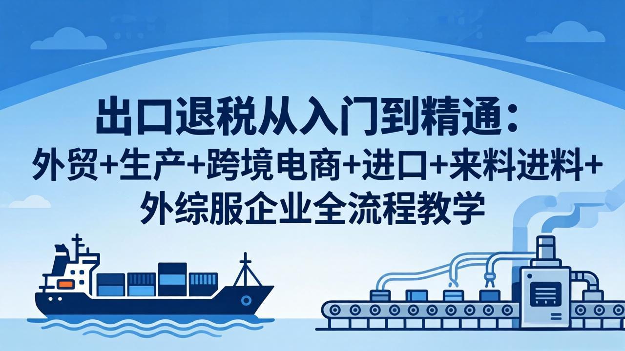 （18065期）出口退税从入门到精通：外贸+生产+跨境电商+进口+来料进料+外综服企业全流程教学-靠谱项目库