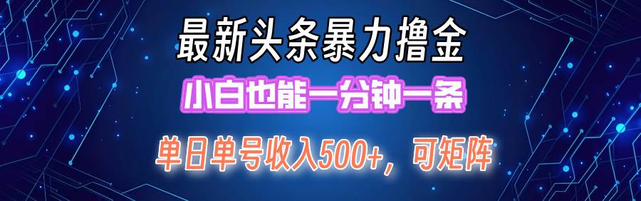 （12380期）最新暴力头条掘金日入500+，矩阵操作日入2000+ ，小白也能轻松上手！-靠谱项目库