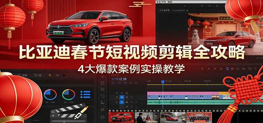 比亚迪春节短视频剪辑全攻略，4大爆款案例实操教学-靠谱项目库