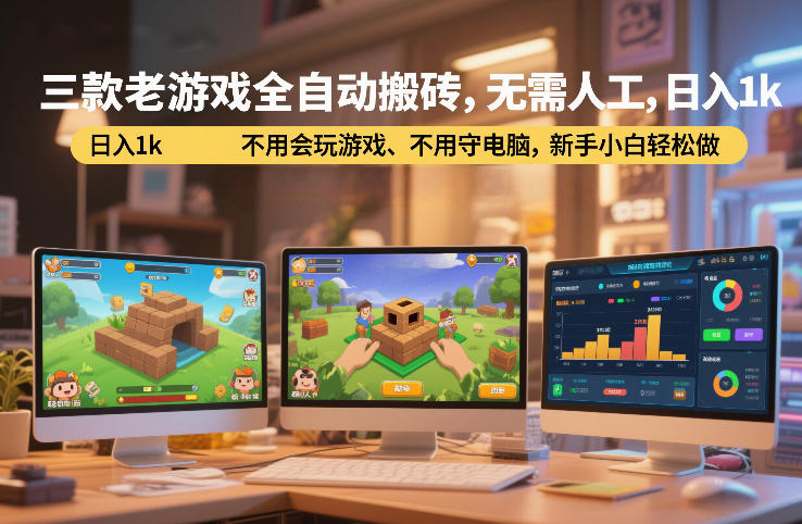 三款老游戏全自动搬砖，无需人工，日入1k，不用会玩游戏、不用守电脑，新手小白轻松做【揭秘】-靠谱项目库