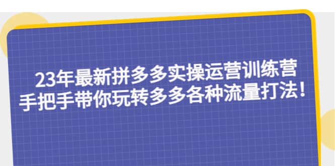 23年最新拼多多实操运营训练营：手把手带你玩转多多各种流量打法！-靠谱项目库