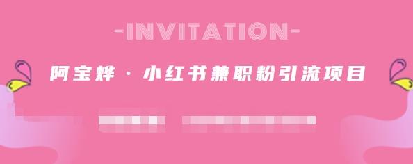 阿宝烨·小红书兼职粉引流项目，流量大，引流效果好【视频课程】-靠谱项目库