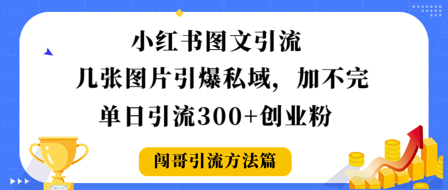 小红书图文引流，几张图片引爆私域加不完，单日引流300＋创业粉-靠谱项目库