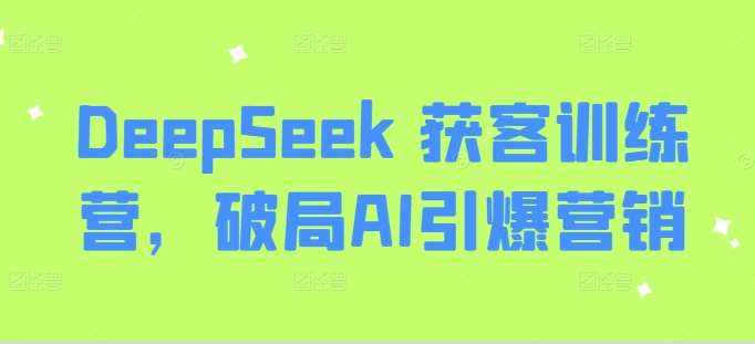 DeepSeek 获客训练营，破局AI引爆营销-靠谱项目库