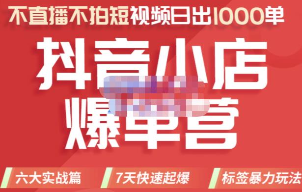2022年抖音小店爆单营，不直播、不拍短视频、日出1000单，暴力玩法-靠谱项目库