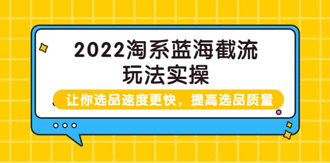 2022淘系蓝海截流玩法实操：让你选品速度更快，提高选品质量（价值599）-靠谱项目库