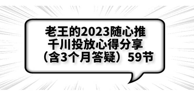老王的2023随心推+千川投放心得分享（含3个月答疑）59节-靠谱项目库