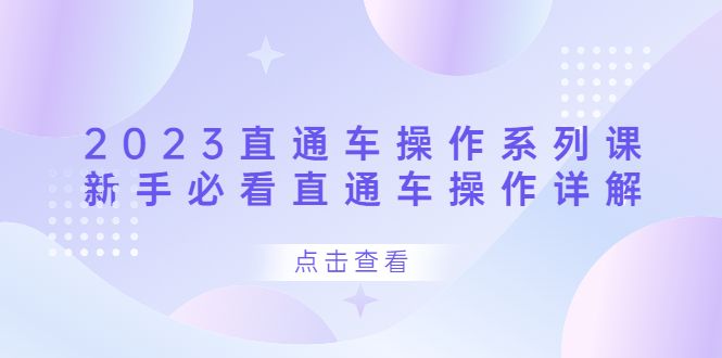2023直通车操作 系列课，新手必看直通车操作详解-靠谱项目库