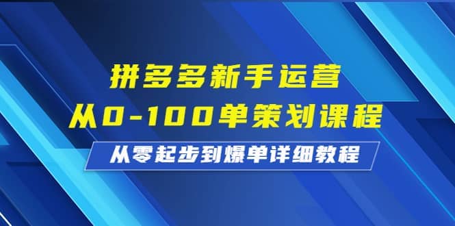拼多多新手运营从0-100单策划课程，从零起步到爆单详细教程-靠谱项目库
