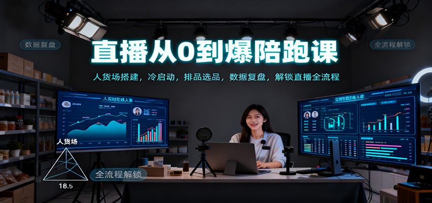直播从0到爆陪跑课：人货场搭建，冷启动，排品选品，数据复盘，解锁直播全流程-靠谱项目库