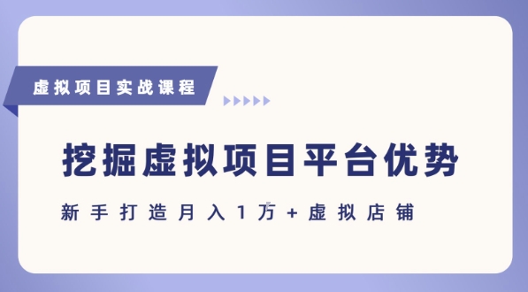 抓住虚拟项目各平台优势，新手轻松月入1W+(给出具体建议)-靠谱项目库