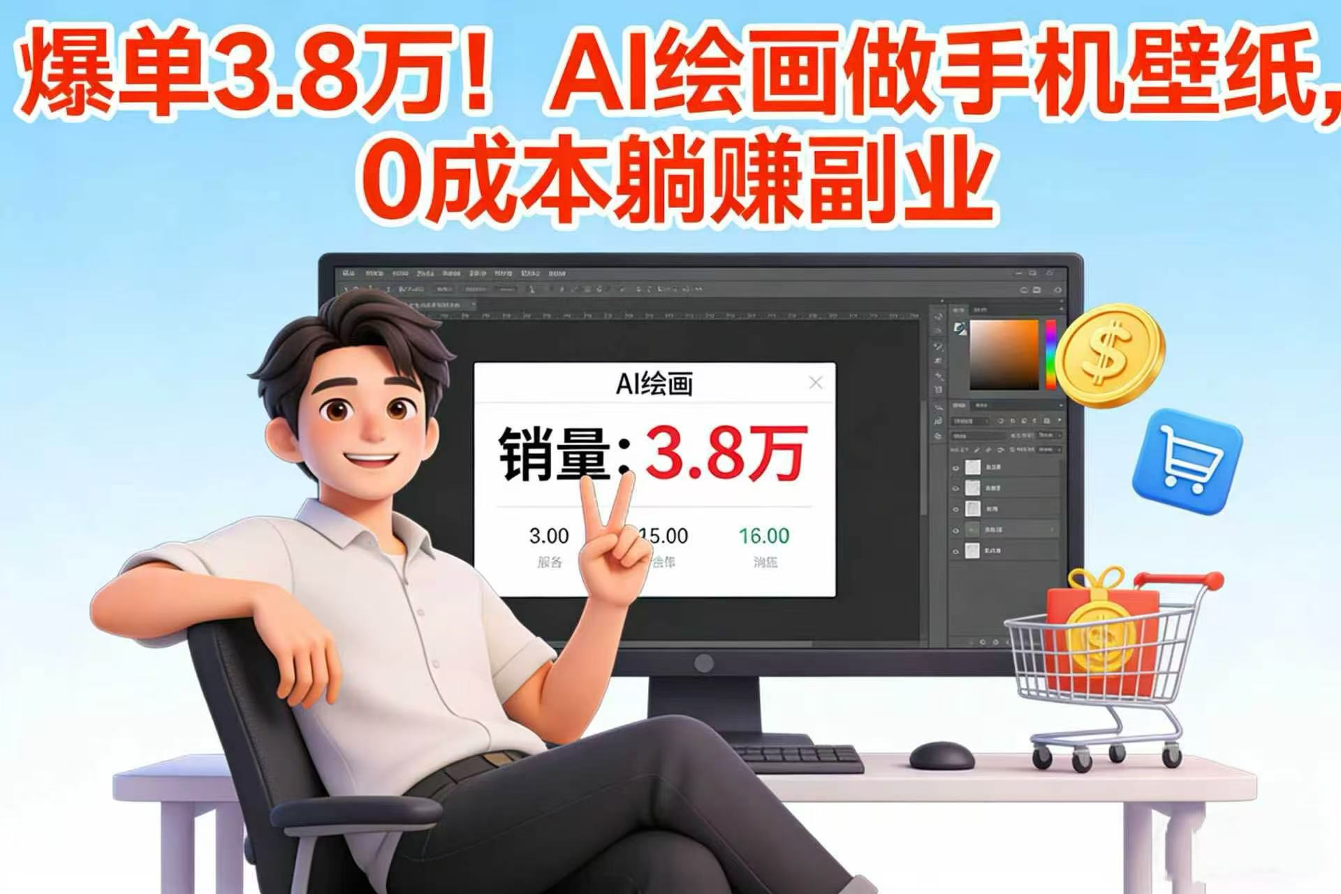 爆单 3.8 万！AI 绘画做手机壁纸，0 成本躺赚副业-靠谱项目库