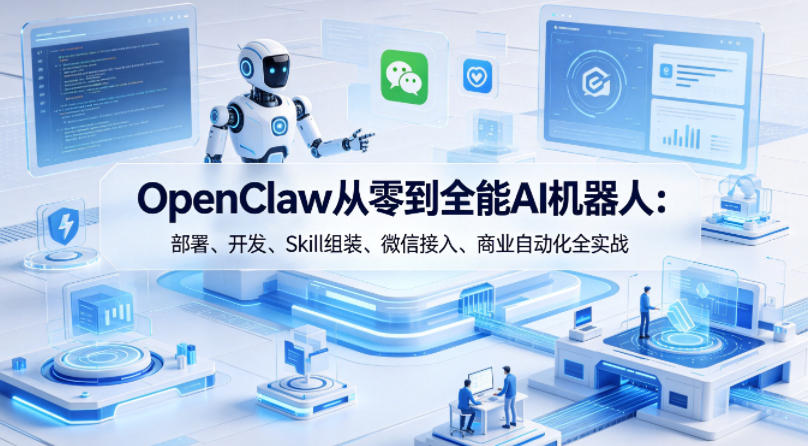 OpenClaw从零到全能AI机器人：部署、开发、Skill组装、微信接入、商业自动化全实战-靠谱项目库