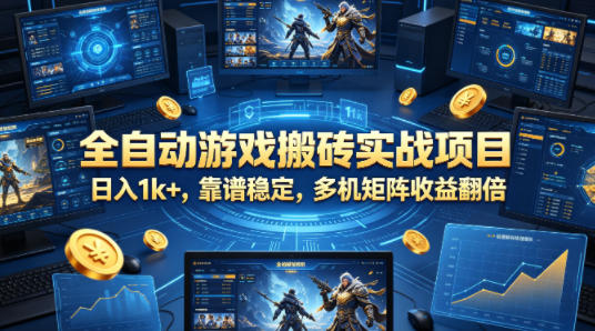 全自动游戏搬砖实战项目，日入1k+，靠谱稳定，多机矩阵收益翻倍【揭秘】-靠谱项目库