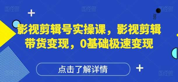 影视剪辑号实操课，影视剪辑带货变现，0基础极速变现-靠谱项目库