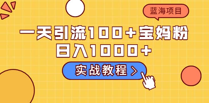 一天引流100+宝妈粉，日入1000+的蓝海项目（实战教程）-靠谱项目库