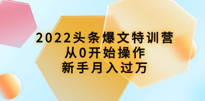 2022头条爆文特训营：从0开始操作，新手月入过万（16节课时）-靠谱项目库
