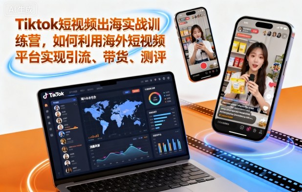 Tiktok短视频出海实战训练营，如何利用海外短视频平台实现引流、带货、测评-靠谱项目库