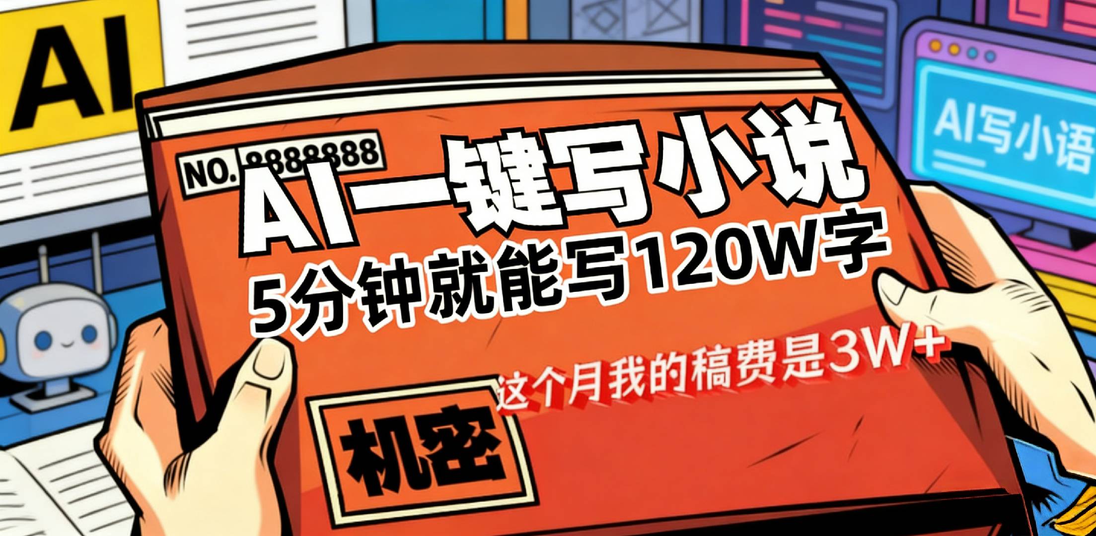 这个月我的稿费又是3W+，用AI写小说真的是太牛了，5分钟就能120W字-靠谱项目库