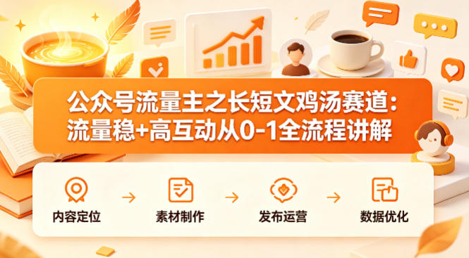 公众号流量主之长短文鸡汤赛道，流量稳+高互动，从0-1全流程讲解-靠谱项目库
