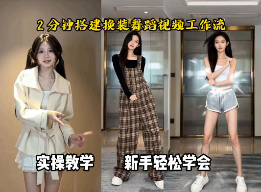 通过Coze工作流，制作《跳舞卡点换装视频》，两分钟制作完成，从0到1演示搭建过程-靠谱项目库