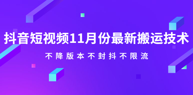 抖音短视频11月份最新搬运技术，不降版本不封抖不限流！【视频课程】-靠谱项目库