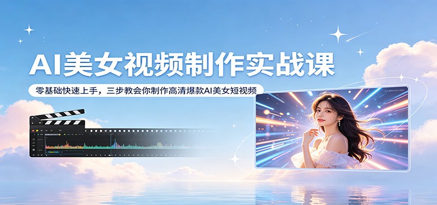 AI美女视频制作实战课：零基础快速上手，三步教会你制作高清爆款AI美女短视频-靠谱项目库