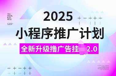 2025小程序推广计划，全新升级撸广告挂JI2.0玩法，日入多张，小白可做【揭秘】-靠谱项目库