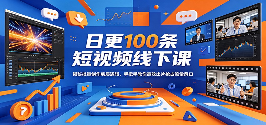 日更100条短视频线下课：揭秘批量创作底层逻辑，手把手教你高效出片抢占流量风口-靠谱项目库