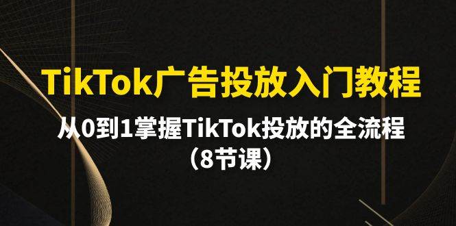 TikTok广告投放入门教程，从0到1掌握TikTok投放的全流程（8节课）-靠谱项目库