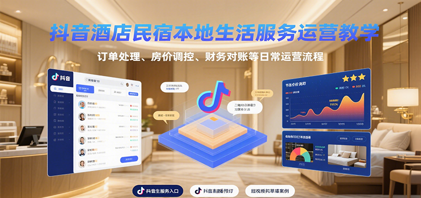 抖音酒店民宿本地生活服务运营教学，订单处理、房价调控、财务对账等日常运营流程-靠谱项目库