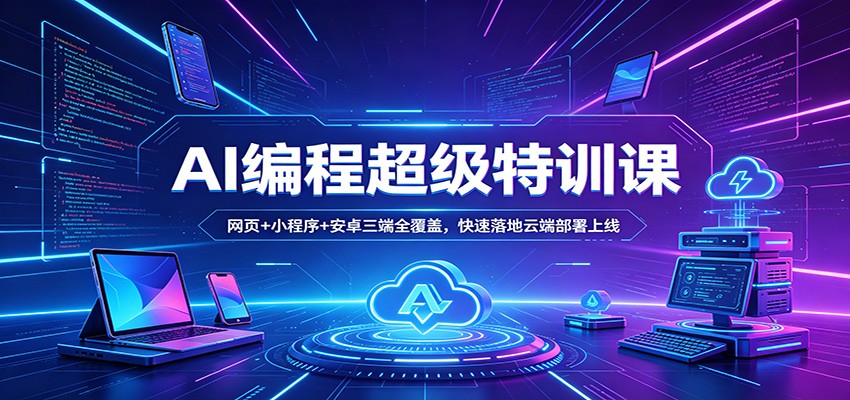 AI编程超级特训课：网页+小程序+安卓三端全覆盖，快速落地云端部署上线-靠谱项目库