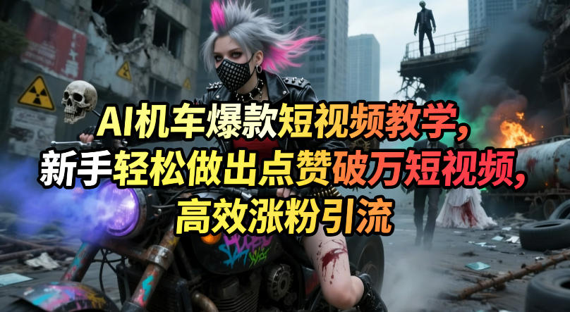 AI机车爆款短视频教学，新手轻松做出点赞破万短视频，高效涨粉引流-靠谱项目库
