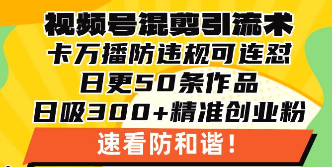 (13400期)视频号混剪引流技术,500万播放引流17000创业粉,操作简单当天学会-靠谱项目库