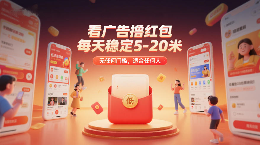 看广告撸红包，每天稳定5-20米，无任何门槛，适合任何人-靠谱项目库